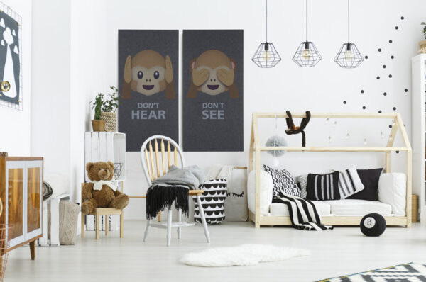 Kids room with house bed, dresser, chair and bookshelf