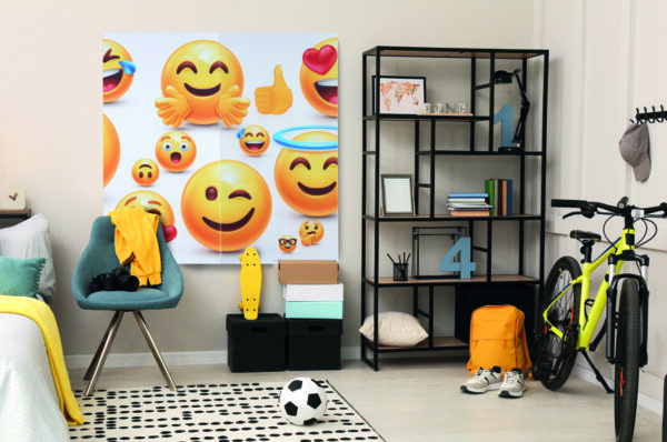 Stylish teenager's room interior with comfortable bed and sports equipment